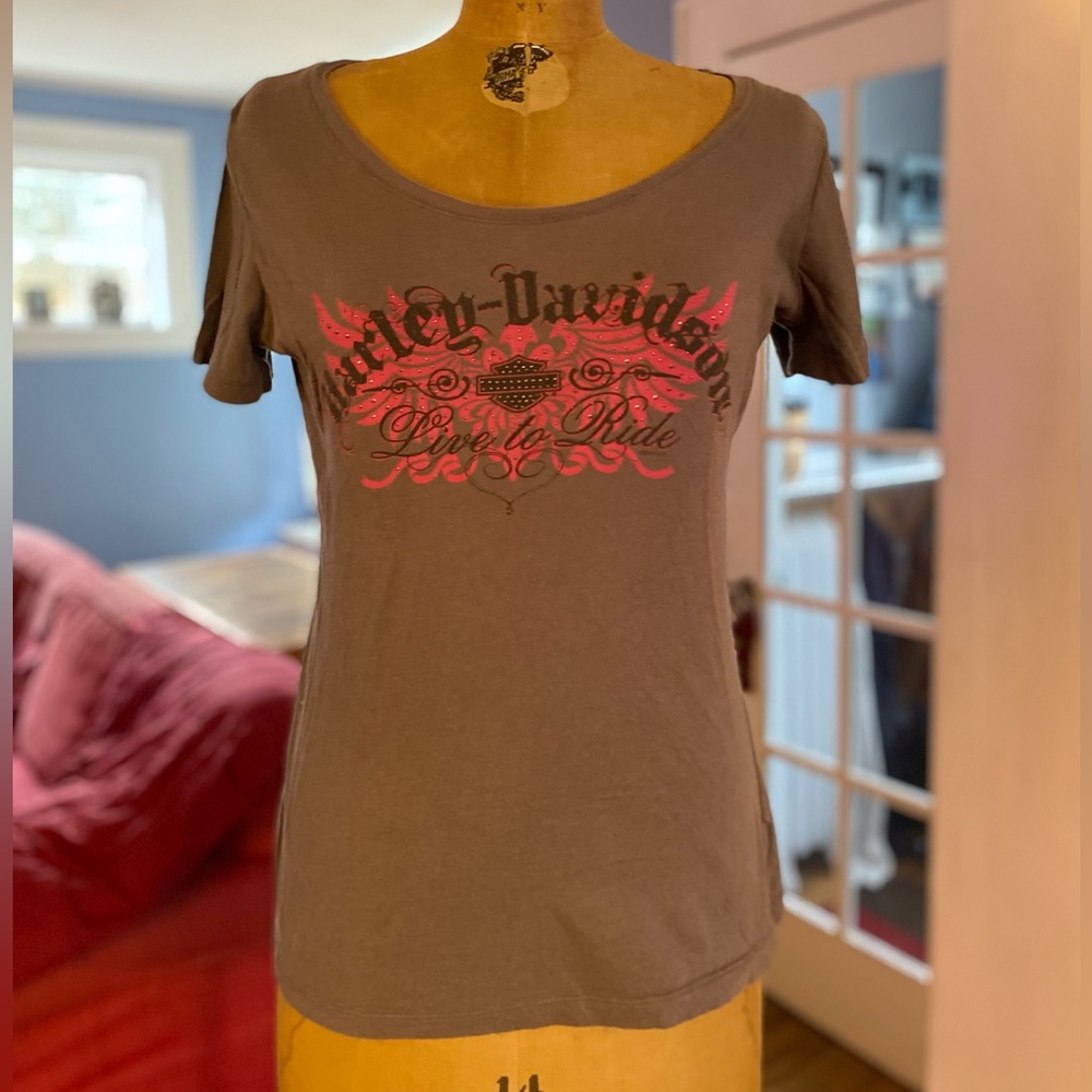 EUC Women’s XL Harley-Davidson Rhinestone Scoop-neck